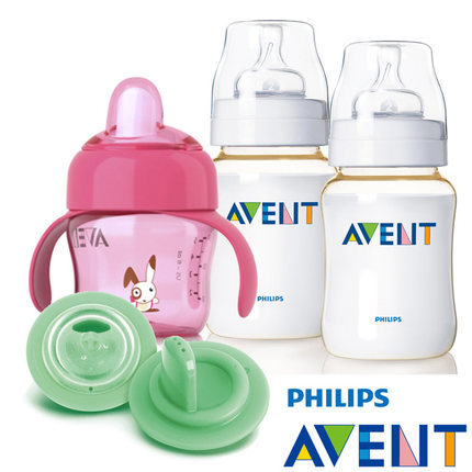 PHILIPS AVENT-PES防胀奶瓶260ml(双入)+水杯特惠组(粉) PHILIPS AVENT-PES防胀奶瓶260ml(双入)+水杯特惠组(粉)