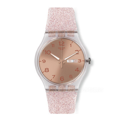 正品斯沃琪Swatch 手表2015炫彩时尚石英男女表粉色迷梦SUOK703