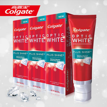 高露洁光感白闪钻亮白进口牙膏美白牙齿去牙渍100g*3