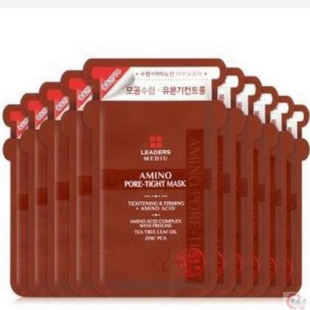 韩国 LEADERS丽得姿 美蒂优 氨基酸 细致毛孔面膜 咖啡色 10片 保湿补水滋润
