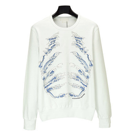 正品 ALEXANDER MCQUEEN 16麦昆春夏男士对称波浪套头卫衣 409400