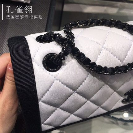 Chanel/香奈儿chanel女包16春款双色经典菱格纹口盖链条单肩包 Chanel/香奈儿chanel女包16春款双色经典菱格纹口盖链条单肩包