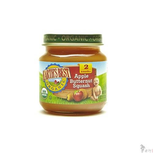 Earths best二段苹果白南瓜泥113克/罐
