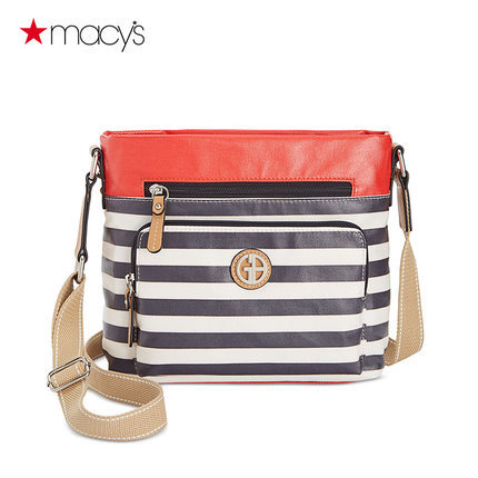 Macy's女士帆布斜挎包条纹单肩包休闲包Giani Bernini2612710588