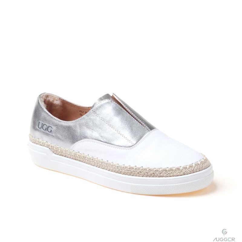 OZWEAR UGG开口笑时尚春款女士休闲鞋OB171银白色38码