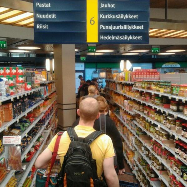 Photo taken at S-market by Panu P. on 6/22/2012-芬兰南部赫尔辛基圆屋 Photo taken at S-market by Panu P. on 6/22/2012
