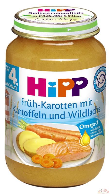 德国喜宝HIPP胡萝卜土豆三文鱼肉泥健脑4个月以上Wildlachs 190g