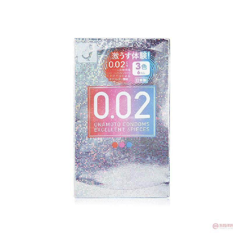 日本进口三色避孕套-冈本002标准版三色避孕套 6片装