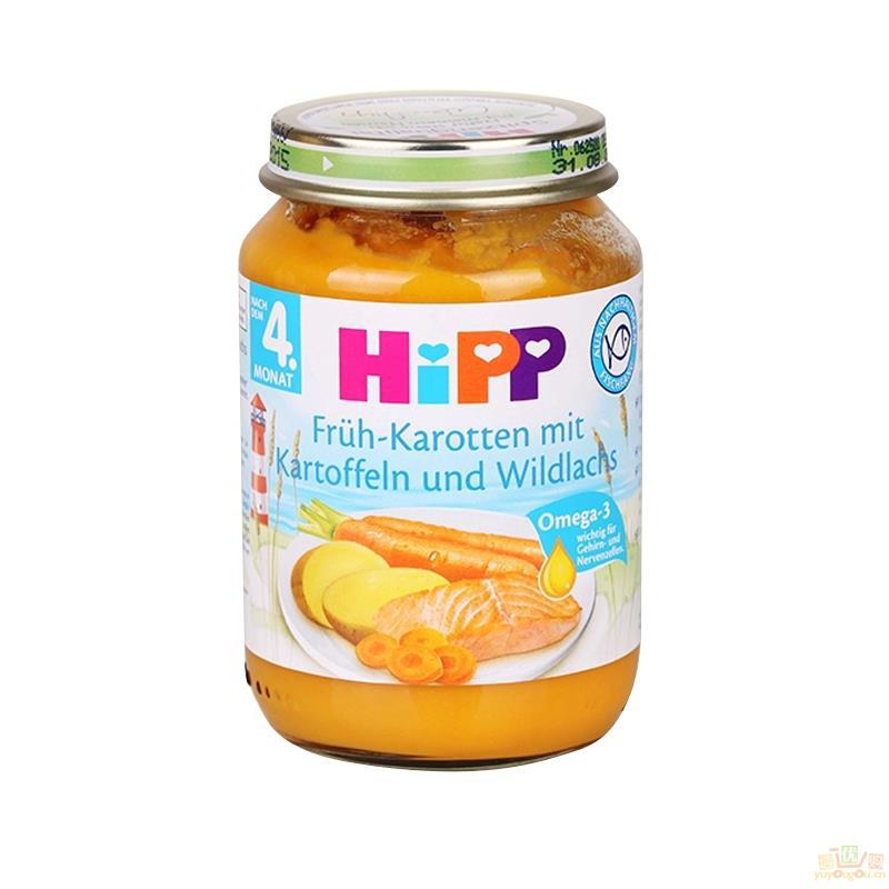 德国进口鱼肉泥-喜宝Hipp土豆胡萝卜三文鱼混合泥 婴儿辅食鱼肉泥 4个月190g