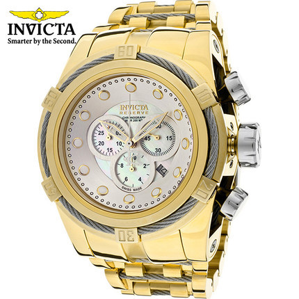 INVICTA 男士高端商务石英手表 金色蓝宝石不锈钢带 12757