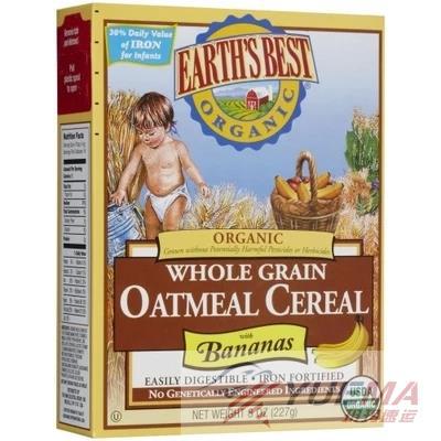 美国进口高铁燕麦米粉-Earth‘s Best爱贝二段香蕉味高铁燕麦米粉 227克
