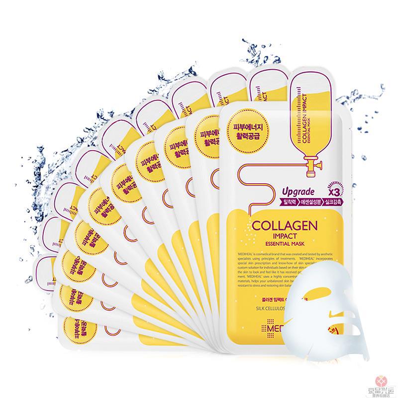 美迪惠尔/韩国可莱丝胶原蛋白精华面膜10片装韩国可莱丝面膜韩国补水面膜韩国面膜(无香味_白色)