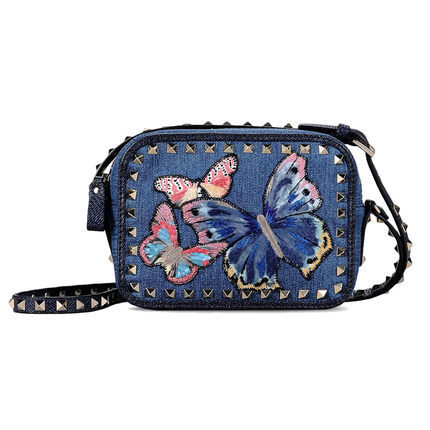 正品直邮2016新款Valentino华伦天奴女包牛皮蝴蝶刺绣斜挎包KW17