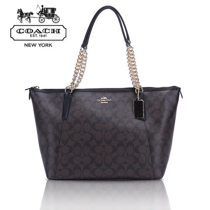 COACH/蔻驰新款女士PVC手提单肩/斜挎包 链条女包 37079 COACH/蔻驰新款女士PVC手提单肩/斜挎包 链条女包 37079