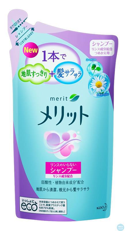 Kao花王 Merit弱酸性植物洗护二合一护发洗发膏洗发水340ml 清爽温和型替换装