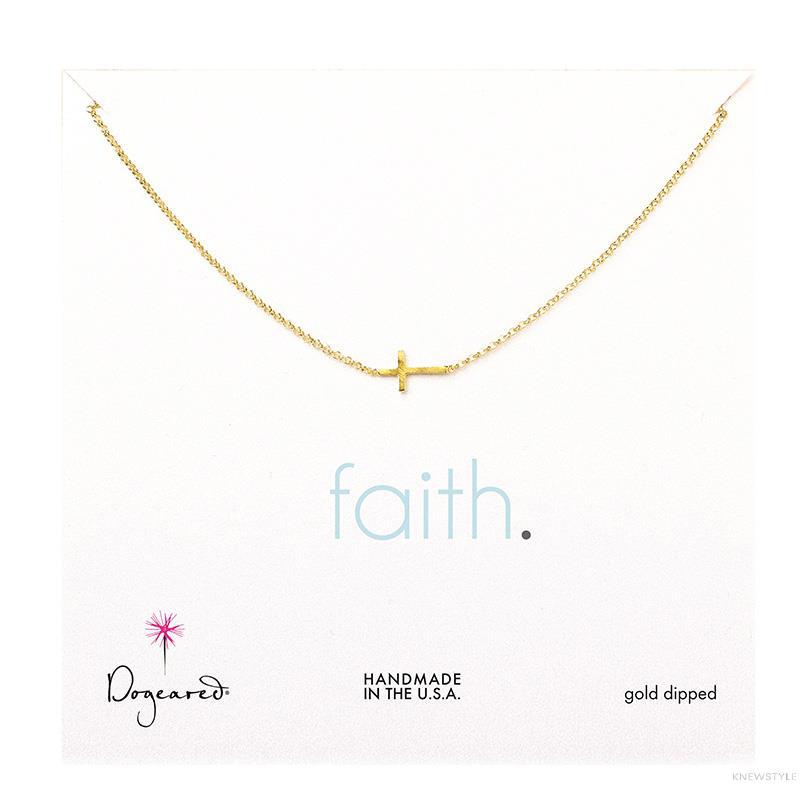 美国Dogeared多琪儿 侧边十字架 注金许愿锁骨链项链 18英寸T1G-G200-000100