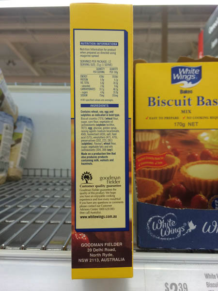 澳大利亚进口饼干胚-White Wings基础饼干胚170g