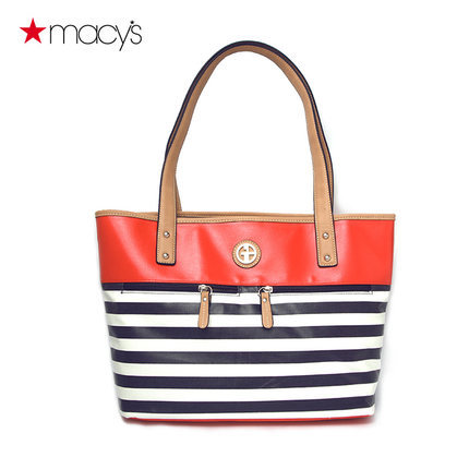 Macy's女士帆布托特包条纹手提包单肩包Giani Bernini2612710587 Macy's女士帆布托特包条纹手提包单肩包Giani Bernini2612710587