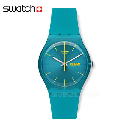 专柜正品斯沃琪 Swatch 手表原创炫彩石英情侣表 绿松蓝 SUOL700