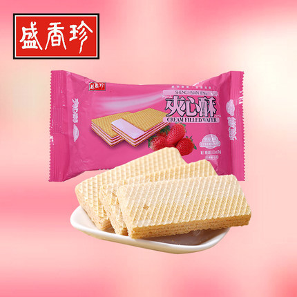 盛香珍 台湾进口零食夹心饼干草莓味夹心酥饼干35g 休闲进口饼干