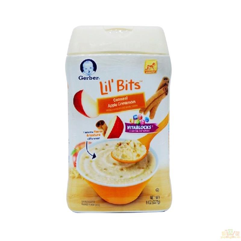 美国进口燕麦米粉-Gerber嘉宝 3段苹果肉桂谷物燕麦米粉 227g