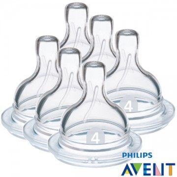 [PHILIPS AVENT] 快流量奶嘴(四个圆孔)-6入特惠台湾官网直邮进口