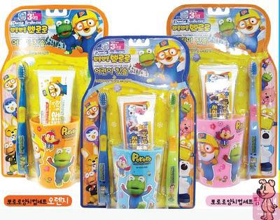 韩国 pororo/宝露露 儿童 牙膏 牙刷 水杯 套装