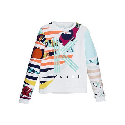 KENZO/高田贤三正品KESW733900新款女士时尚圆领图片色卫衣直邮