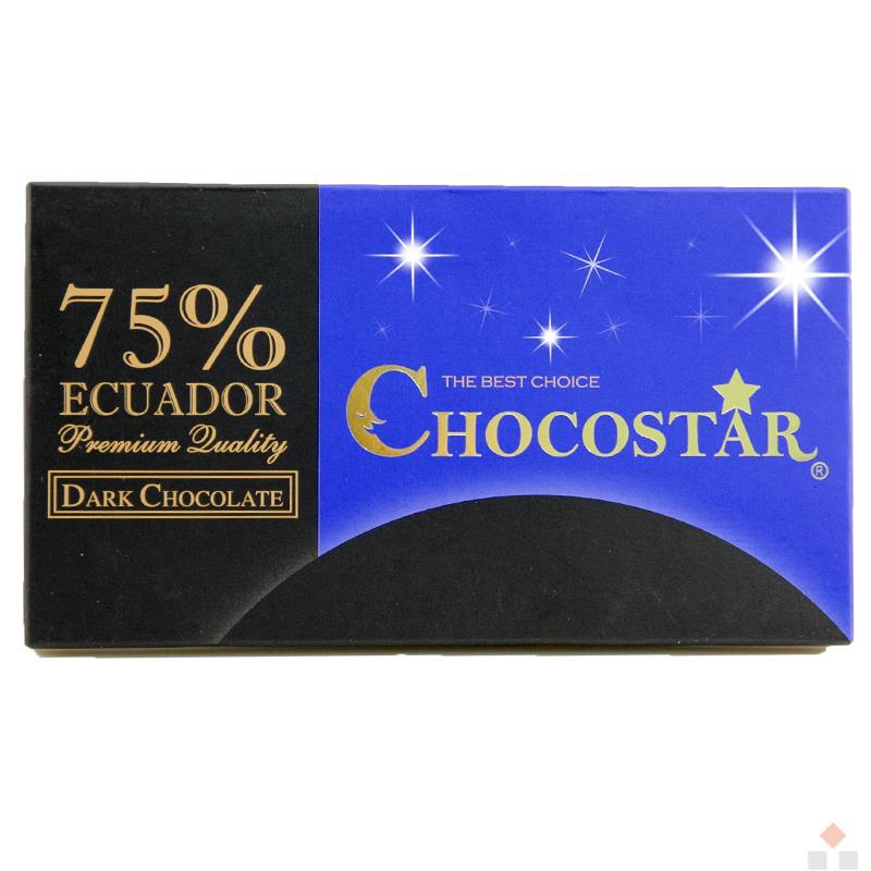 巧克力云庄Schokolake巧克力之星 顶A级百分之七十五厄瓜多黑巧克力(85g/1片)*2盒
