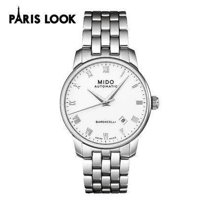 美度(MIDO)手表 贝伦赛丽系列自动机械白盘钢带男表M8600.4.26.1