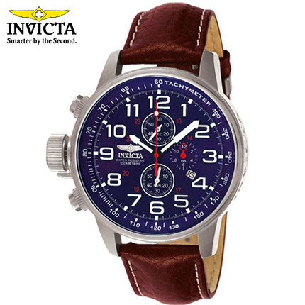 INVICTA 男士高端商务石英手表 防水蓝宝石真皮表带(重复)