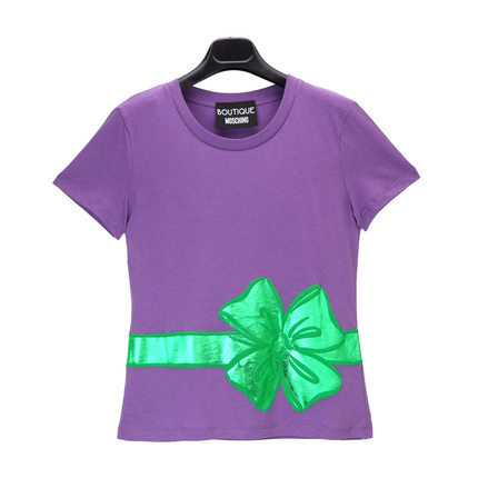 正品BOUTIQUE MOSCHINO莫斯奇诺16春夏女士蝴蝶结撞色T恤 RA1201