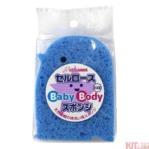 日本进口宝宝洗澡海绵-Kids mama 宝宝沐浴海绵 蓝色 企鹅