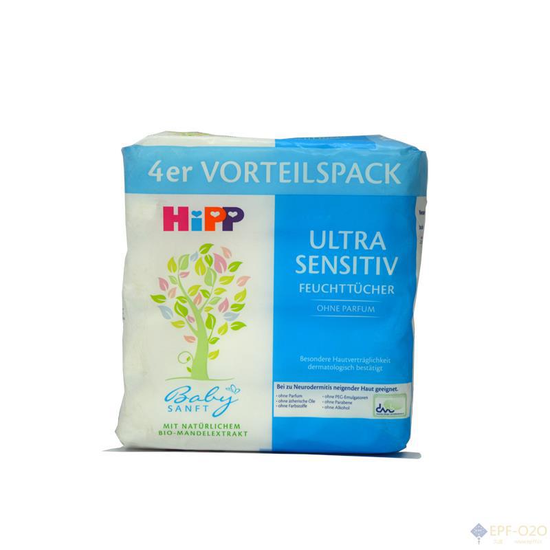 HiPP喜宝 宝宝Ultra Sensitiv免敏湿巾 无香 4包/袋 52片/包 HiPP喜宝 宝宝Ultra Sensitiv免敏湿巾 无香 4包/袋 52片/包