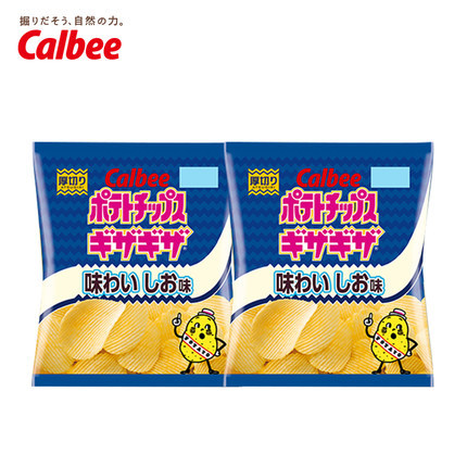 Calbee/卡乐比/卡乐B 日本进口薯片淡盐厚切波纹60g 2包 休闲零食