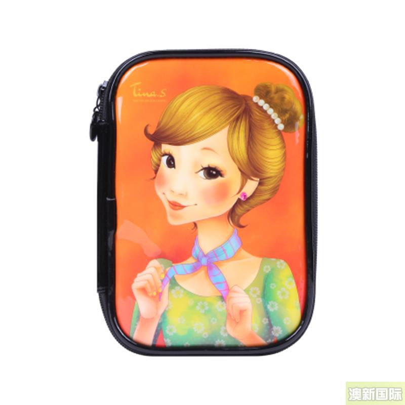 Fascy/陆心媛娃娃油画风唯美女孩丝巾款化妆包(橙色) Fascy/陆心媛娃娃油画风唯美女孩丝巾款化妆包(橙色)