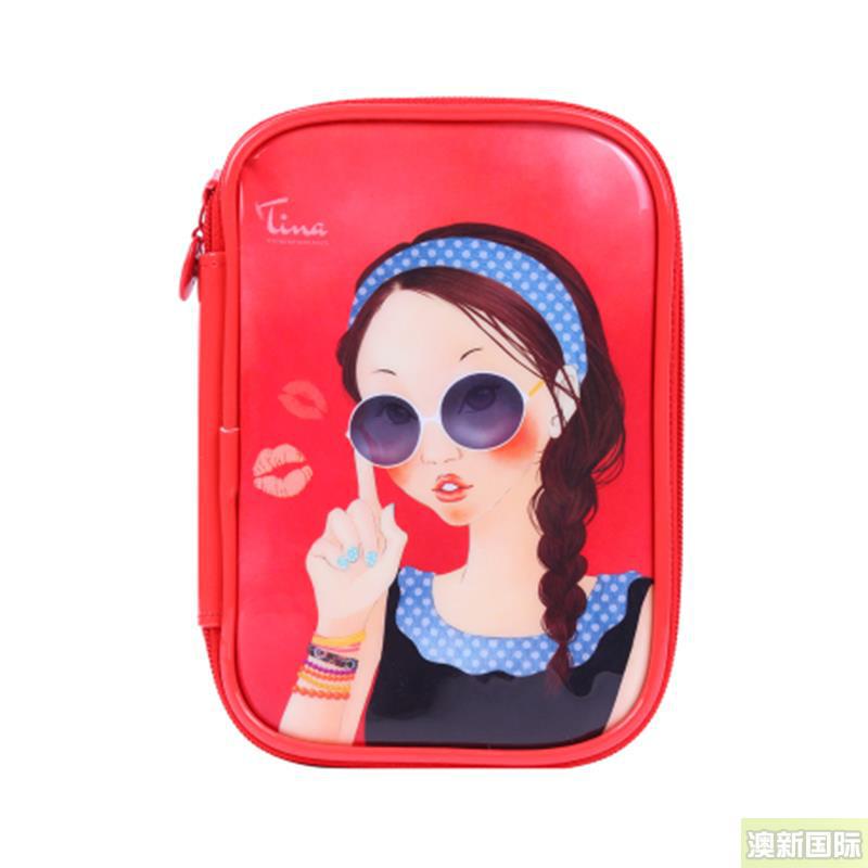 Fascy/陆心媛娃娃油画风唯美女孩墨镜款化妆包(红色) Fascy/陆心媛娃娃油画风唯美女孩墨镜款化妆包(红色)