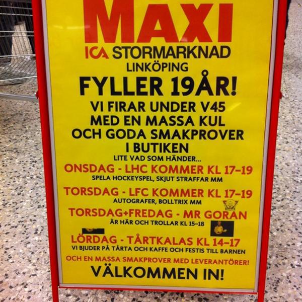 Photo taken at ICA Maxi by Anniika on 11/10/2012-瑞典东约特兰省林雪平斯维顿路16号 Photo taken at ICA Maxi by Anniika on 11/10/2012