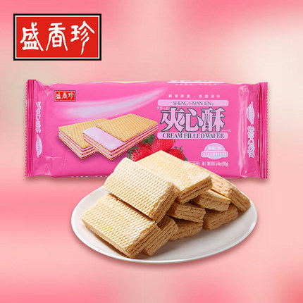盛香珍 台湾进口零食夹心饼干草莓味夹心饼干160g/袋办公休闲零食