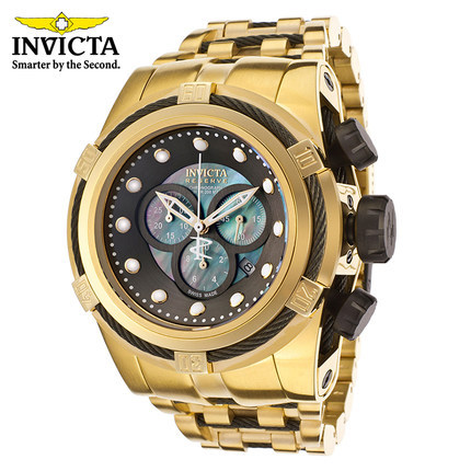 INVICTA Bolt系列多功能防水男士金色石英表 钢带大表盘 12741
