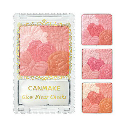 日本原装直邮CANMAKE井田花瓣雕刻五色腮红 珠光哑光粉嫩修容带刷