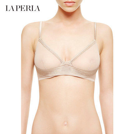 LA PERLA女士Tulle Nervures系列真丝绸缎与小褶装饰透视超薄文胸