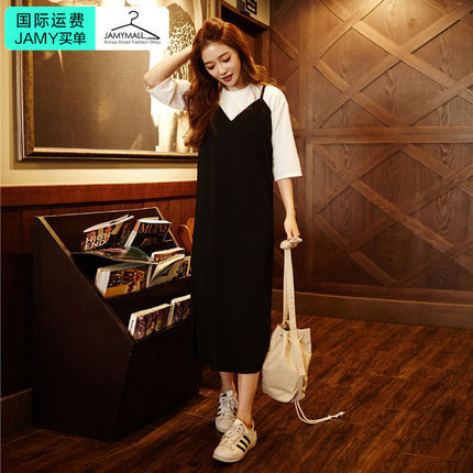 韩国正品时尚魅力纯色T恤+连衣裙套装2016年春季新款