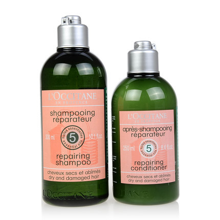 欧舒丹5合1草本精华修护洗发水300ml +护发素250ml护发套装 特价