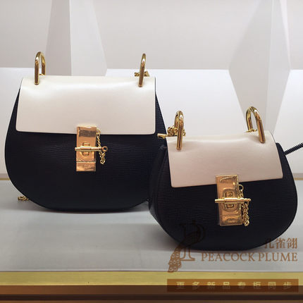 Chloe/蔻依chloe女包16春款黑白拼色口盖单肩包中号小猪包 Chloe/蔻依chloe女包16春款黑白拼色口盖单肩包中号小猪包