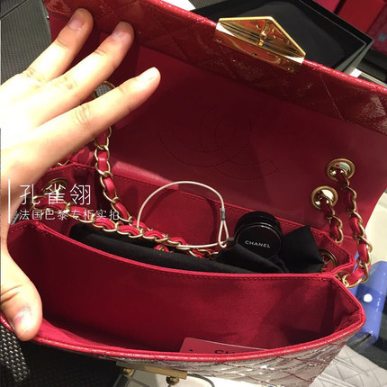 Chanel/香奈儿chanel女包16春款亮面经典菱格纹口盖链条单肩包