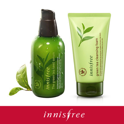 悦诗风吟绿茶籽精萃面部精华露三秒小绿瓶洁面膏洗面奶组合保湿