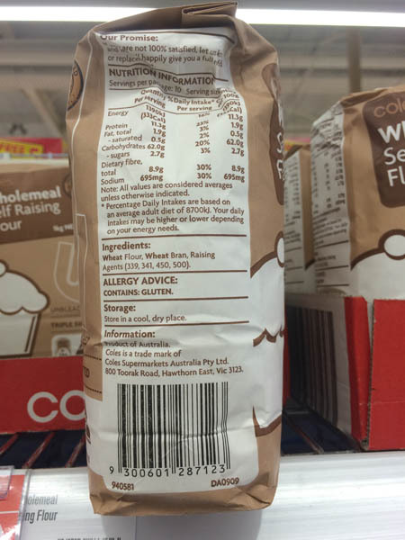 澳大利亚进口全麦面粉-Coles全麦面粉1kg