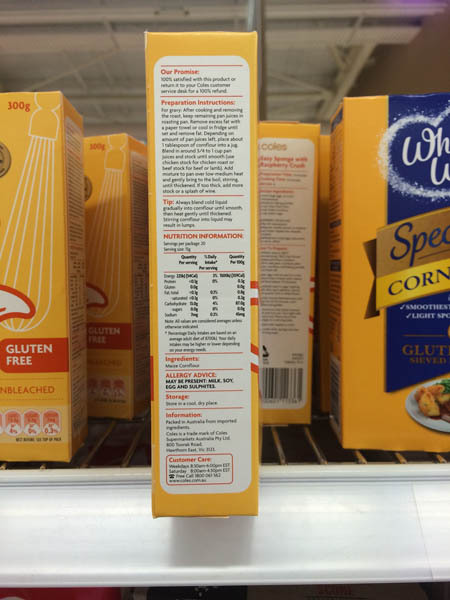 澳大利亚进口玉米淀粉-Coles玉米淀粉300g