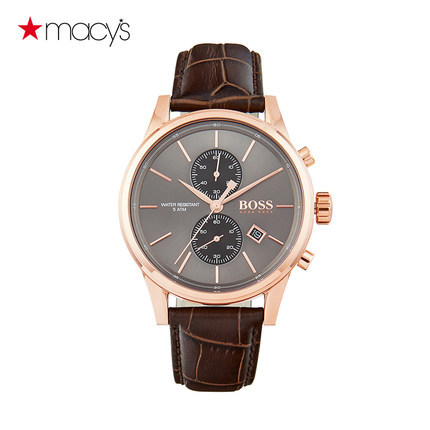Macy's男真皮玫瑰金运动手表防水石英表Hugo Boss2612472317 Macy's男真皮玫瑰金运动手表防水石英表Hugo Boss2612472317